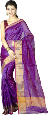 

Chandrakala Woven Banarasi Art Silk Saree(Purple)