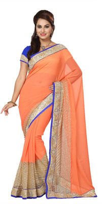 

Ishin Embellished Fashion Georgette Saree(Orange), Peach