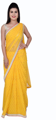 

Ellegent Plain Fashion Pure Georgette Saree(Yellow)