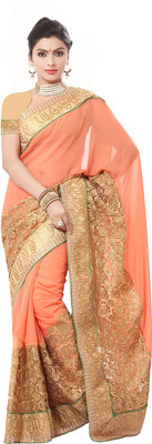 

Ishin Embellished Fashion Georgette Saree(Orange), Peach