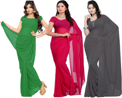 

Multi Retail Solid Bollywood Georgette Saree(Pack of 3, Multicolor)