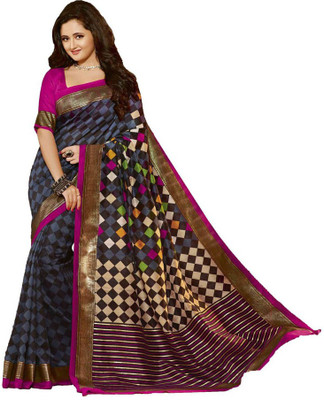 

Indian Wear Online Checkered Fashion Art Silk Saree(Multicolor)