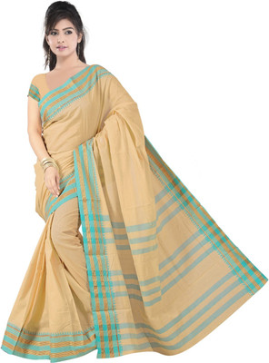 

JagannathSaree Self Design Fashion Cotton Saree(Beige, Light Blue)