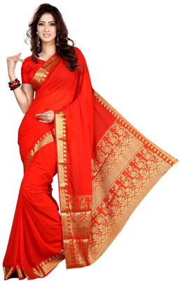 

Roopkala Silks Solid Mysore Georgette Saree(Orange)
