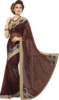 Vishal Embellished Bollywood Georgette Saree(Brown)