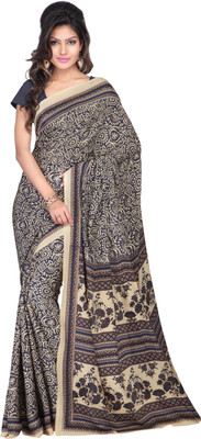Goodfeel Geometric Print Fashion Art Silk Saree(Multicolor), Black;cream