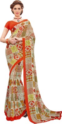 

Jiya Self Design, Printed Fashion Georgette Saree(Orange, Multicolor), Multicolor;orange