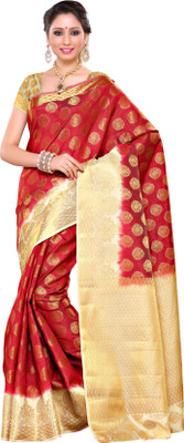 

Mimosa Woven Kanjivaram Tussar Silk Saree(Maroon)