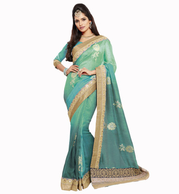 

Vishal Self Design Bollywood Raw Silk Saree(Green)