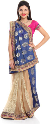

Soch Self Design Fashion Net, Georgette Saree(Blue, Beige), Royal blue