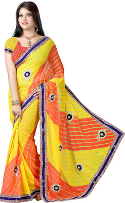 

Desi Butik Embroidered Fashion Art Silk Saree(Orange, Yellow)