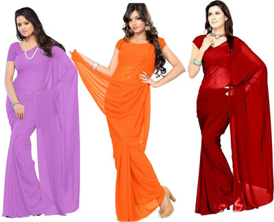 

Multi Retail Solid Bollywood Georgette Saree(Pack of 3, Multicolor)