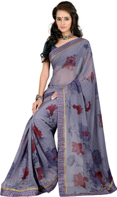 

Khoobee Self Design, Printed Fashion Chiffon Saree(Grey, Multicolor)