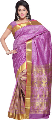 

Varkala Silk Sarees Woven Paithani Saree(Purple), Levender