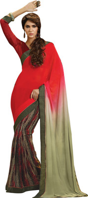

Parisha Printed Fashion Chiffon Saree(Green, Red)