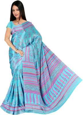 

Khushali Self Design, Printed Fashion Chiffon Saree(Light Blue, Multicolor)