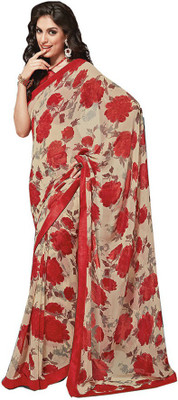 

Party Wear Dresses Printed Fashion Pure Chiffon Saree(Red)