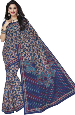 

Party Wear Dresses Printed Fashion Cotton Saree(Blue)