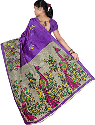 

Party Wear Dresses Printed Fashion Cotton Saree(Purple)
