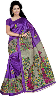 

Indian Wear Online Printed Fashion Cotton Saree(Purple)