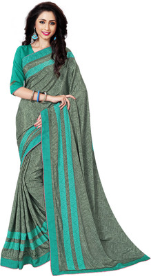 

Khoobee Self Design, Printed Fashion Crepe Saree(Green)
