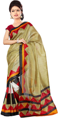 

Khoobee Self Design, Printed Fashion Art Silk Saree(Beige, Multicolor)