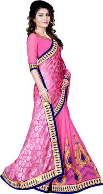 

M.S.Retail Embroidered Fashion Chiffon Saree(Pink)