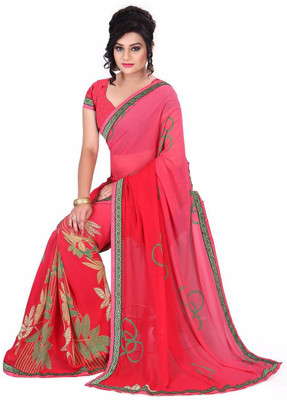 

Avaran fashion Printed Bollywood Chiffon Saree(Light Green), Red
