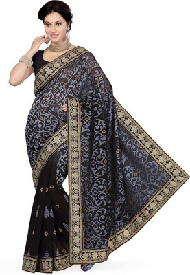

Ishin Embellished Fashion Viscose Saree(Black), Black;gray