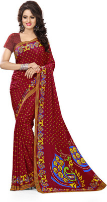 

Urban Vastra Animal Print Fashion Crepe Saree(Maroon)