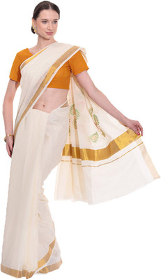 

Darps Self Design Balarampuram Cotton Saree(Multicolor), Cream