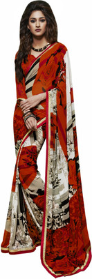 

Jiya Self Design, Printed Fashion Georgette Saree(Red, Multicolor), Multicolor;red