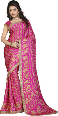 

Khushali Self Design, Printed Fashion Silk, Crepe, Jacquard Saree(Pink, Beige), Beige;pink