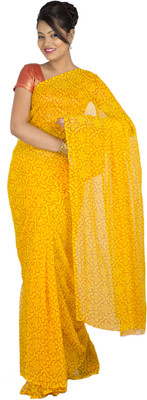 

Jaipur Kurti Printed Bandhej Georgette Saree(Yellow)