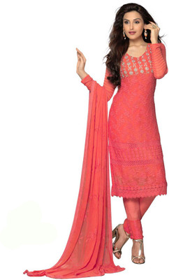 

V And V Shop Chiffon Embroidered Salwar Suit Dupatta Material(Un-stitched), Red