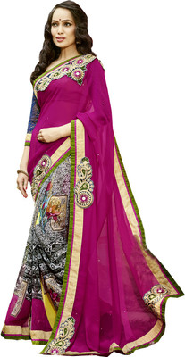 

Parisha Embroidered Daily Wear Georgette Saree(Pink, Multicolor), Dark pink & multi