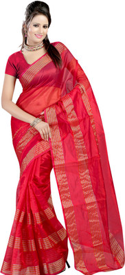 

Ansu Fashion Solid Fashion Silk Saree(Red)