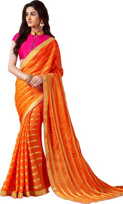 

Brijraj Embellished Fashion Georgette Saree(Orange)