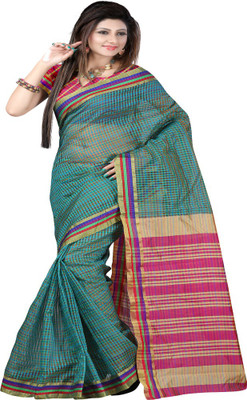 

Laxmi Pooja Printed Fashion Cotton Linen Blend Saree(Green), Pink