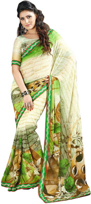 

Parisha Printed Fashion Georgette Saree(White, Green, Multicolor), Green;multicolor;white