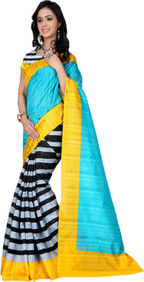 

Indian Wear Online Striped Fashion Art Silk Saree(Blue)