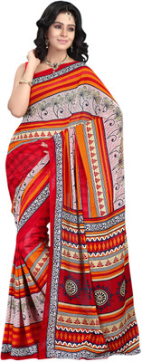 

Saara Geometric Print Daily Wear Georgette Saree(Orange, Black)