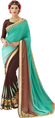 

Jiya Self Design, Embroidered Fashion Georgette, Silk, Jacquard Saree(Green, Brown), Brown;green