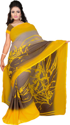 

Khoobee Self Design, Printed Fashion Georgette Saree(Brown, Yellow)