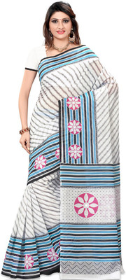 

Shelina Printed Fashion Cotton Saree(White)