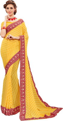 

Khushali Self Design, Printed Fashion Georgette Saree(Yellow)