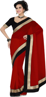 

Sanju Sarees Solid Fashion Georgette Saree(Red)