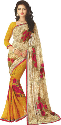 

PSHOPEE Printed Fashion Chiffon Saree(Orange)