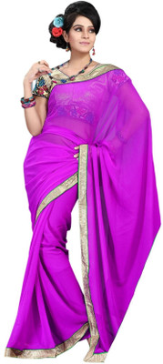 

Cenizas Solid Fashion Chiffon Saree(Purple)