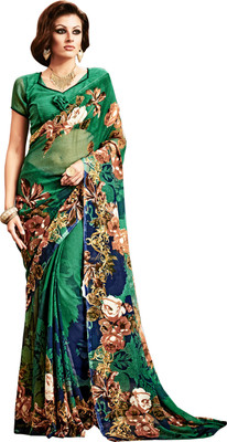 

Khoobee Self Design, Printed Fashion Georgette Saree(Green, Multicolor)